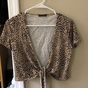Brandy Melville cheetah wrap top